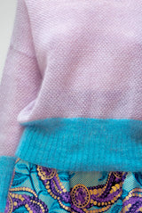 Pull en laine mohair et soie mauve