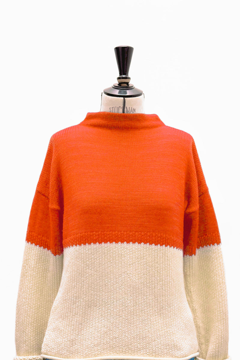 Pull en laine merinos bicolore