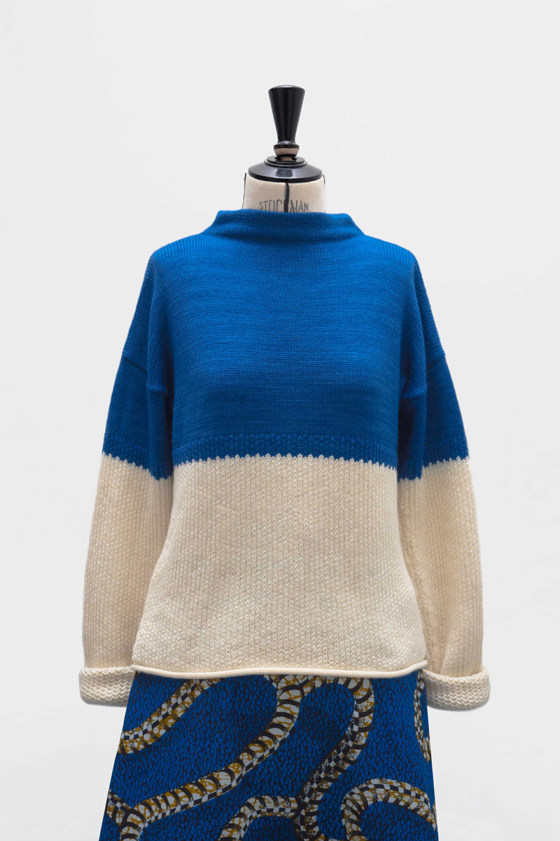 Pull en laine merinos bicolore